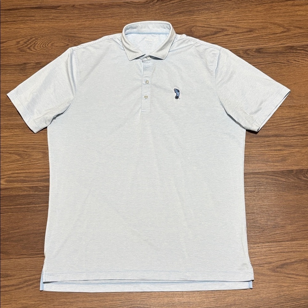 johnnie-O Light Blue Polo Shirt L Performance Stretch Golf Luxe Classic